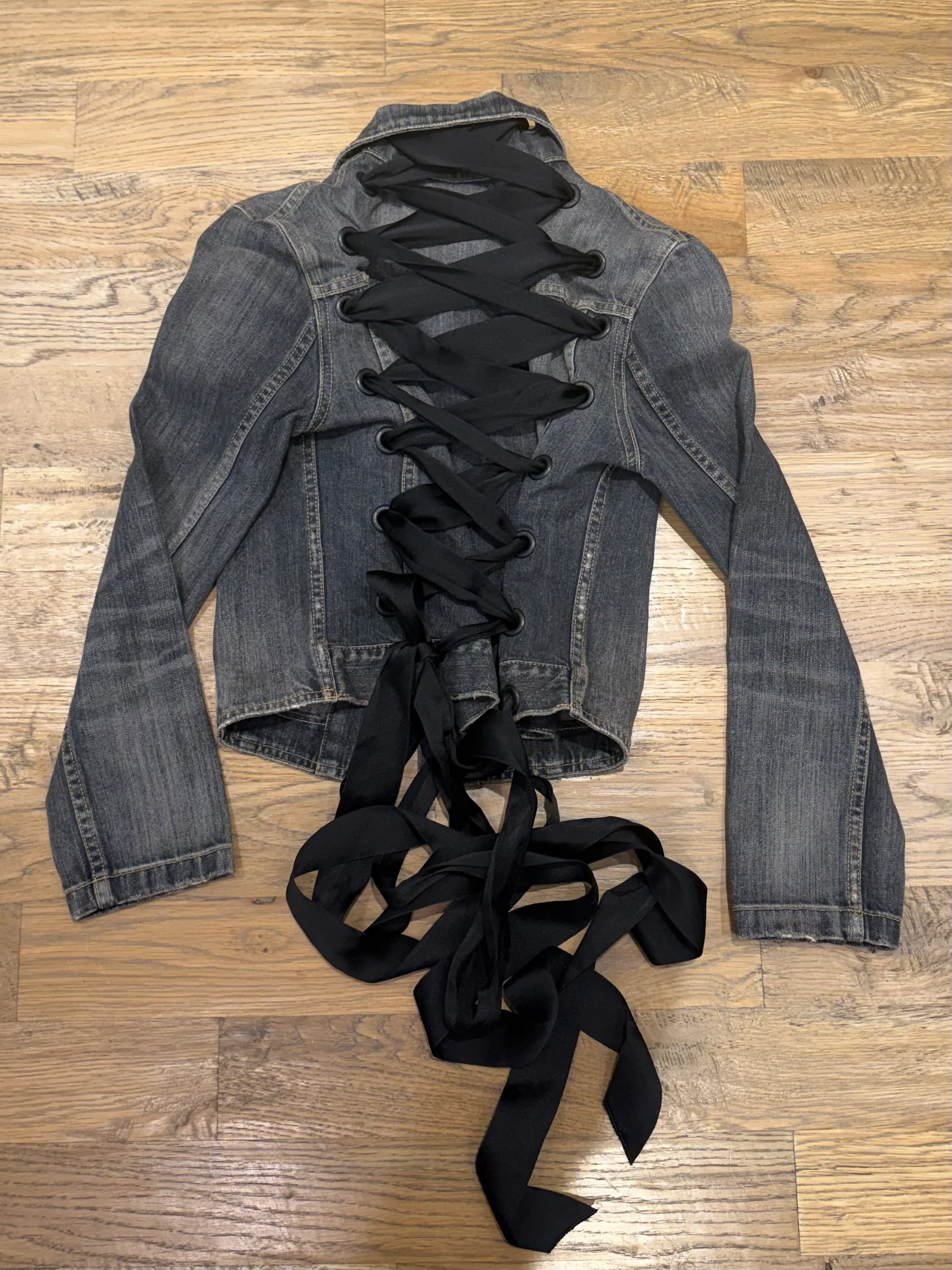 Balenciaga Lace-Up Denim Jacket - Image 5