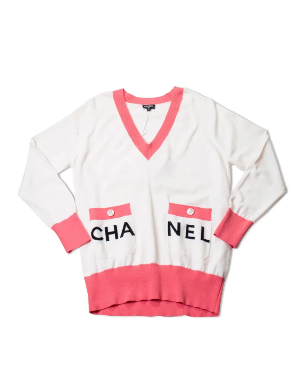 Chanel Cashmere Logo Runway Sweater White - Image 3