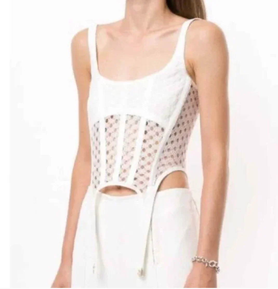 Dion Lee White Lace Insert Corset Top