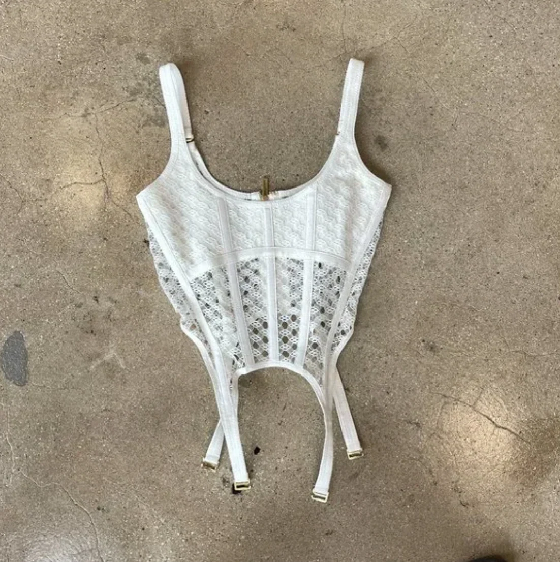 Dion Lee White Lace Insert Corset Top - Image 2