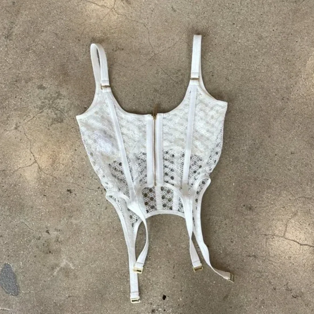 Dion Lee White Lace Insert Corset Top - Image 3