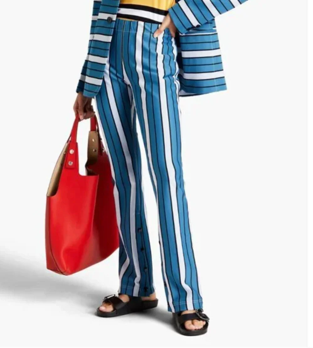 Marni Striped ponte straight-leg pants