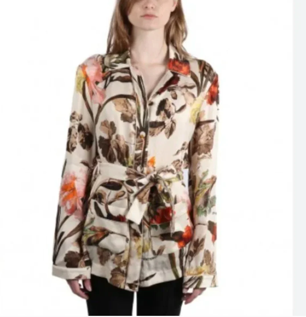 Off-White Floral Pajama Top