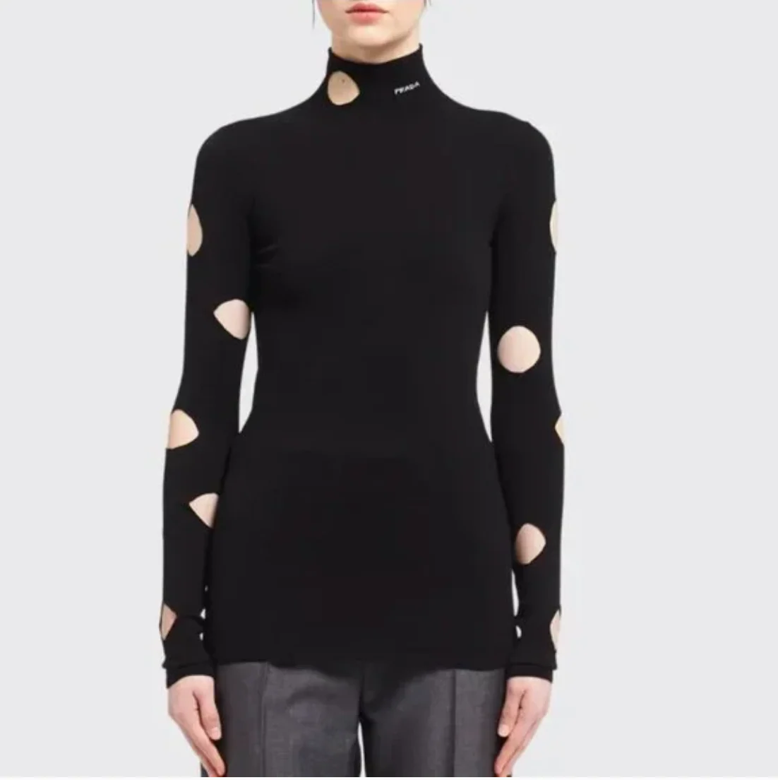 Prada Openwork-sleeve Viscose Sweater