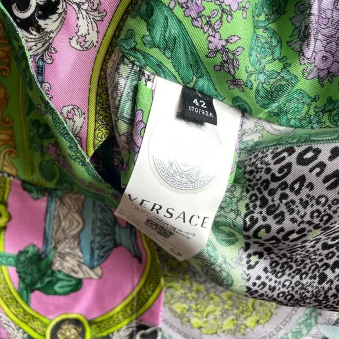 Versace Barocco tie front wrap silk top - Image 5